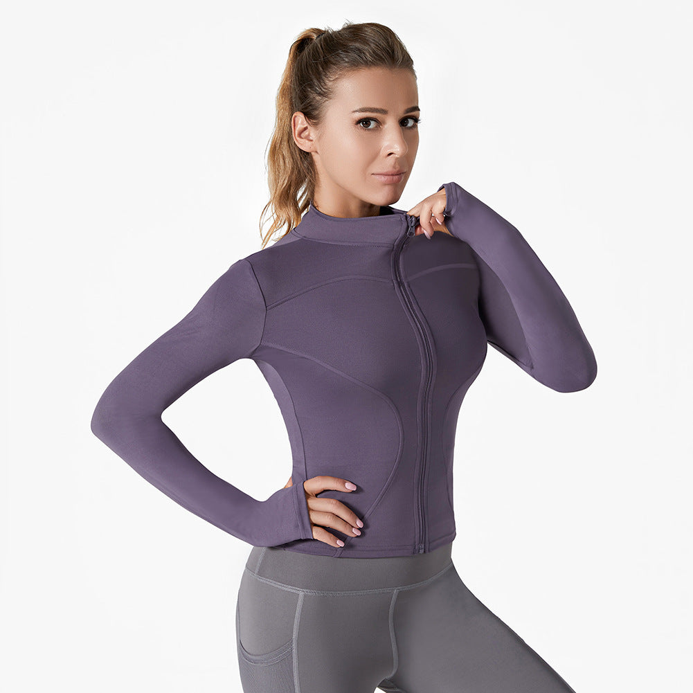 Running Training High Elastic Breathability Jacket Long Sleeve Top Workout Clothes Women Female