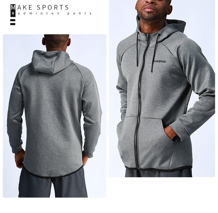 Casual cardigan hooded quick-drying running zipper fitness jacket men