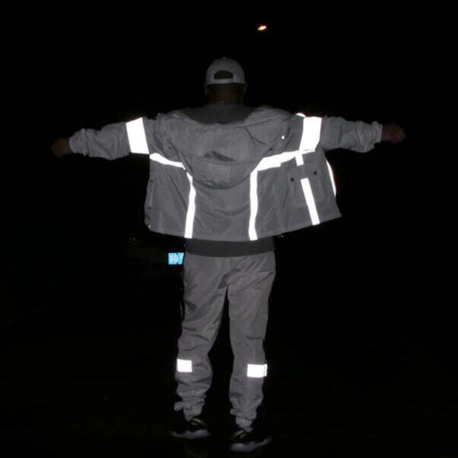 Reflective Hooded Jacket Night Running Training Casual Safety Jacket