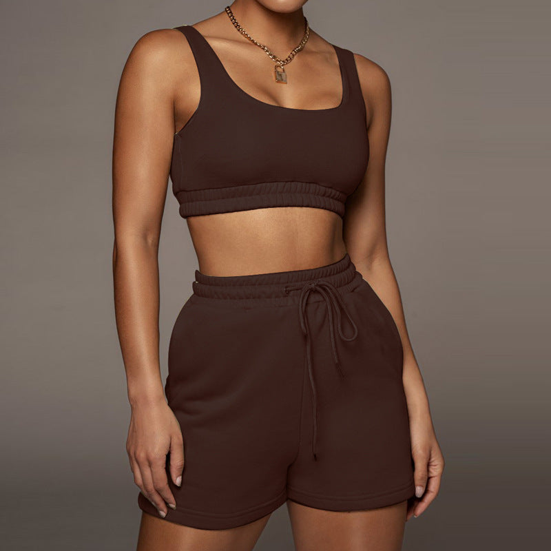 Two-Piece Running Suit With Lace-Up Shorts Bra