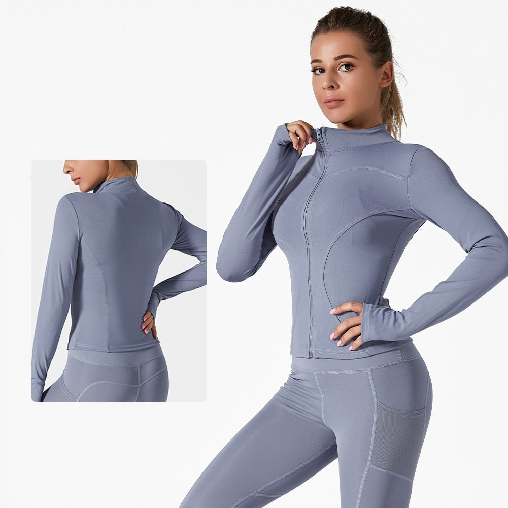 Running Training High Elastic Breathability Jacket Long Sleeve Top Workout Clothes Women Female