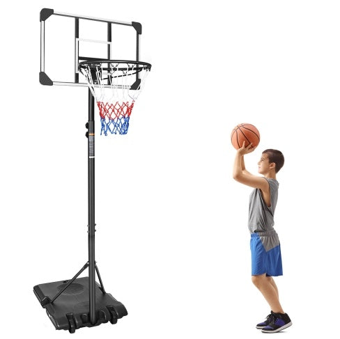 Portable Basketball System with Stable Base and Wheels, Use for Indoor Outdoor Teenagers Youth Height Adjustable 5.6 to 7ft Basketball Hoop 28 Inch Backboard