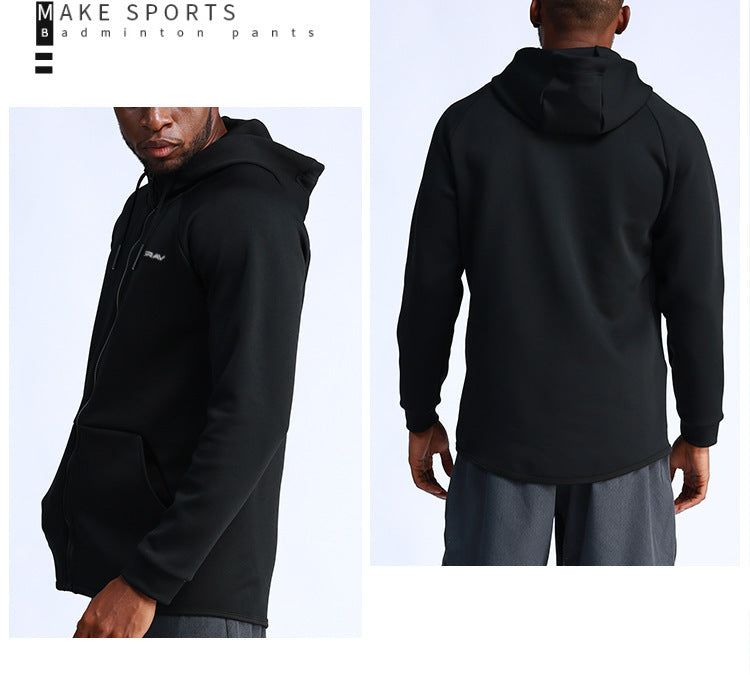 Casual cardigan hooded quick-drying running zipper fitness jacket men