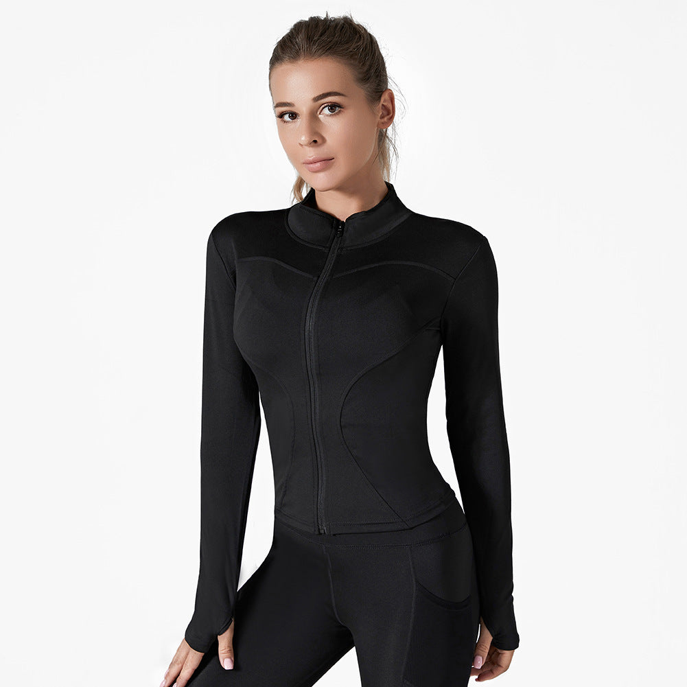 Running Training High Elastic Breathability Jacket Long Sleeve Top Workout Clothes Women Female