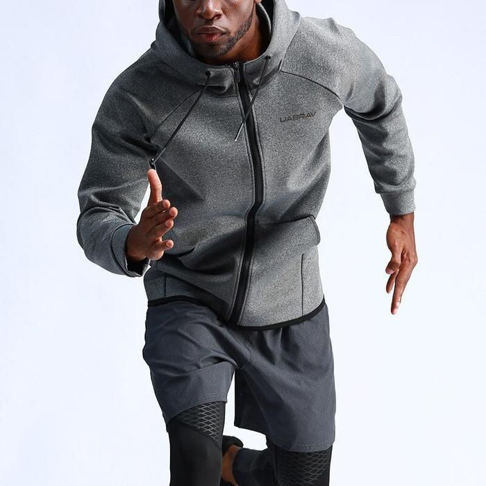 Casual cardigan hooded quick-drying running zipper fitness jacket men