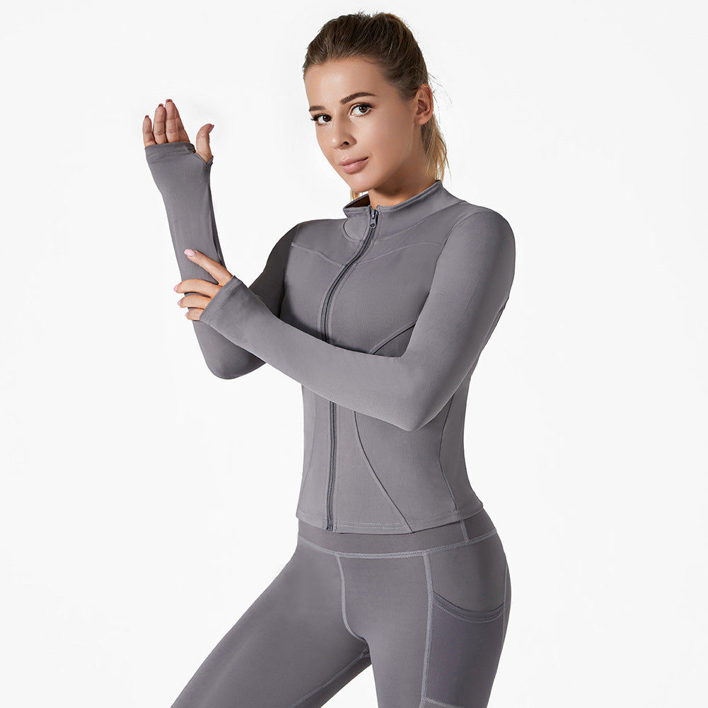 Running Training High Elastic Breathability Jacket Long Sleeve Top Workout Clothes Women Female