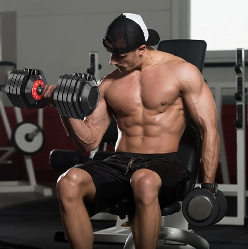 Adjustable Dumbbell Set, 5 In 1 Dumbbell for Men and Women, Black Dumbbell for Home Gym, Fast Adjust by Turning Handle 10 Gears 55 LB