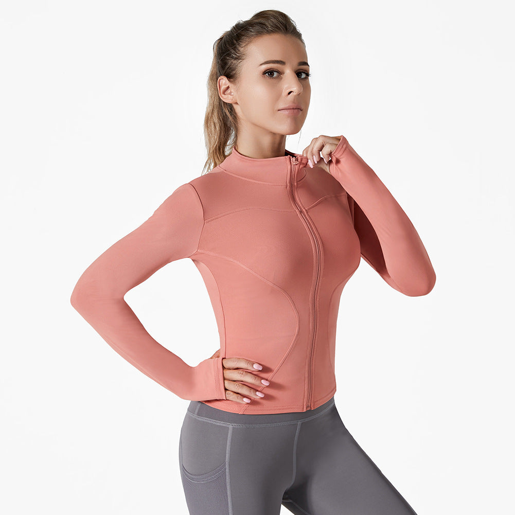 Running Training High Elastic Breathability Jacket Long Sleeve Top Workout Clothes Women Female