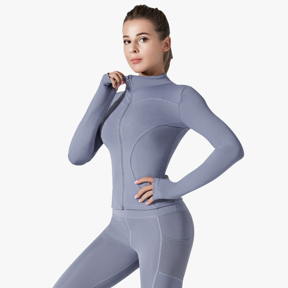Running Training High Elastic Breathability Jacket Long Sleeve Top Workout Clothes Women Female
