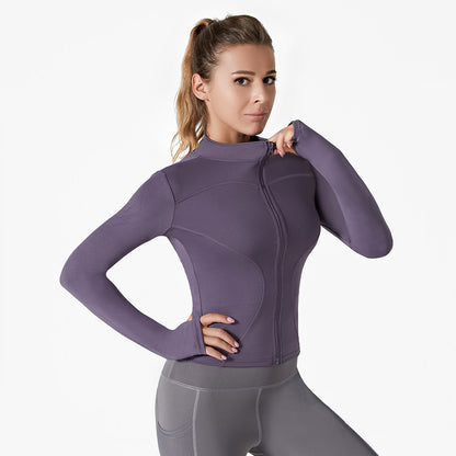 Running Training High Elastic Breathability Jacket Long Sleeve Top Workout Clothes Women Female