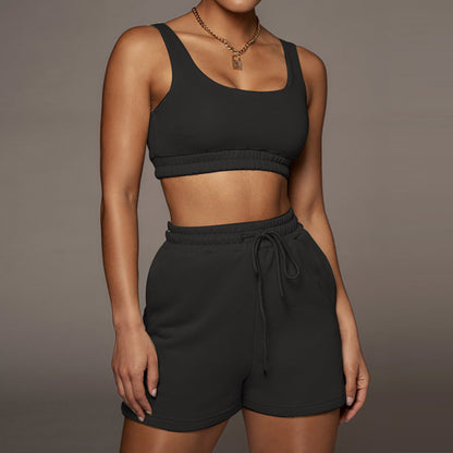 Two-Piece Running Suit With Lace-Up Shorts Bra