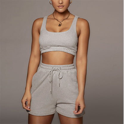 Two-Piece Running Suit With Lace-Up Shorts Bra