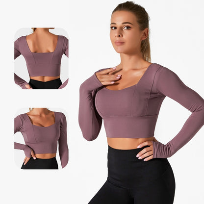Running Training High Elastic Breathability Jacket Long Sleeve Top Workout Clothes Women Female