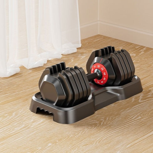Adjustable Dumbbell Set, 5 In 1 Dumbbell for Men and Women, Black Dumbbell for Home Gym, Fast Adjust by Turning Handle 10 Gears 55 LB
