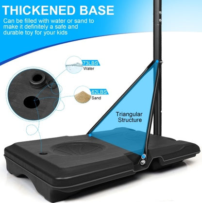 Portable Basketball System with Stable Base and Wheels, Use for Indoor Outdoor Teenagers Youth Height Adjustable 5.6 to 7ft Basketball Hoop 28 Inch Backboard
