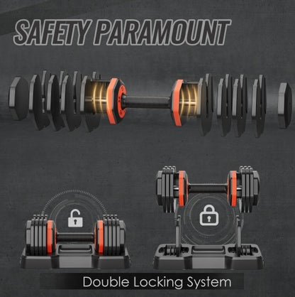 Adjustable Dumbbell Set, 5 In 1 Dumbbell for Men and Women, Black Dumbbell for Home Gym, Fast Adjust by Turning Handle 10 Gears 55 LB