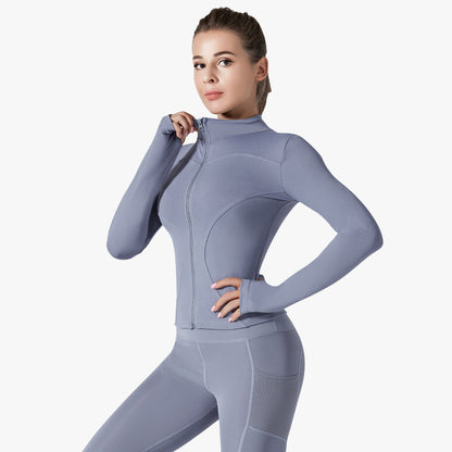 Running Training High Elastic Breathability Jacket Long Sleeve Top Workout Clothes Women Female