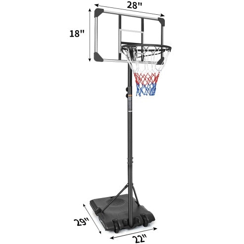 Portable Basketball System with Stable Base and Wheels, Use for Indoor Outdoor Teenagers Youth Height Adjustable 5.6 to 7ft Basketball Hoop 28 Inch Backboard